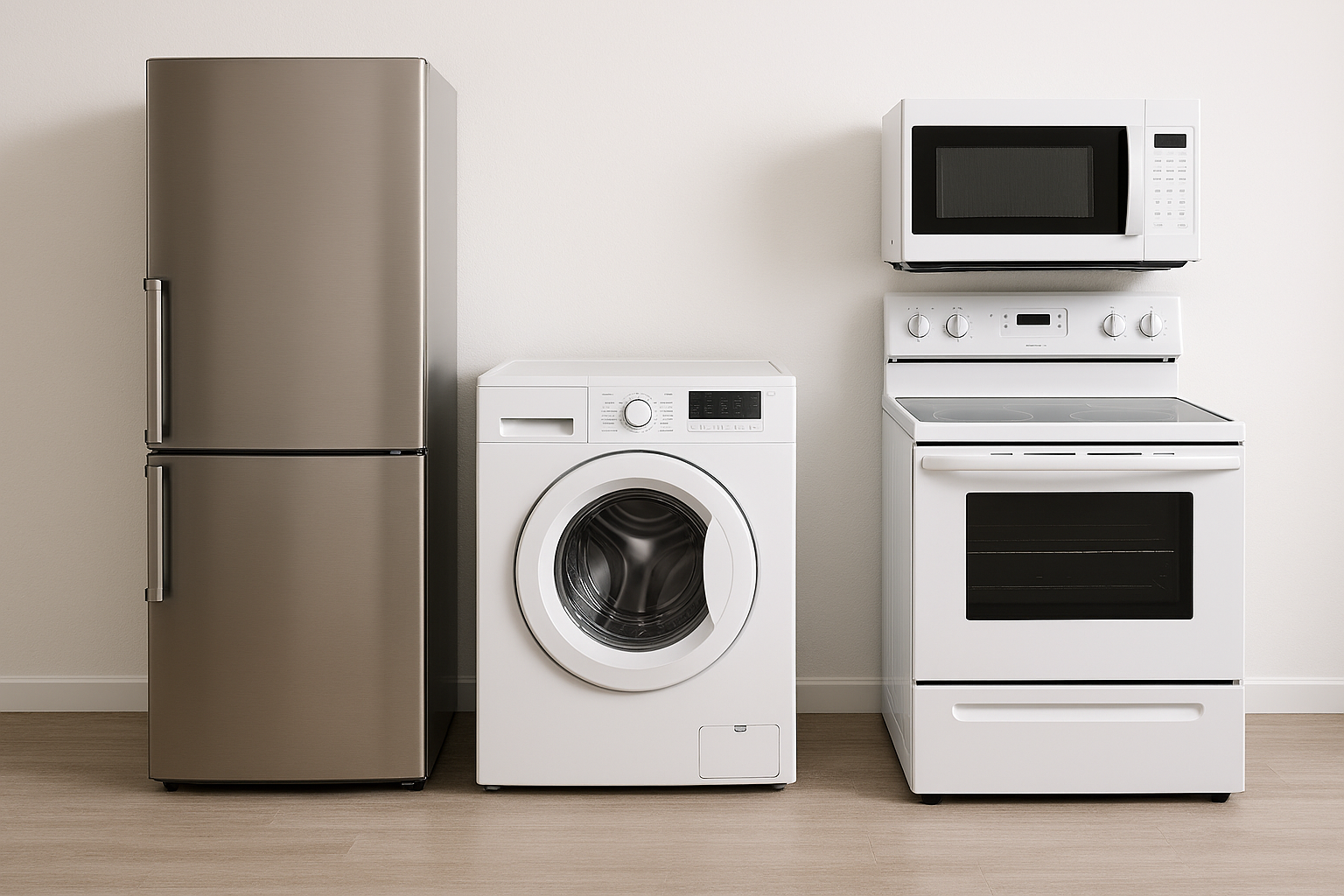 Refrigerator, washer, microwave, and oven appliances